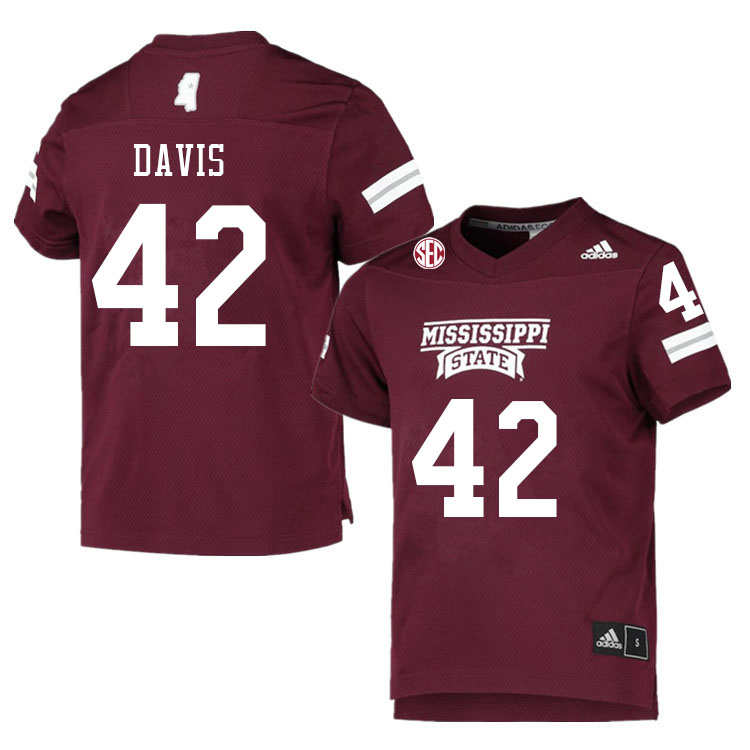 Men #42 Roman Davis Mississippi State Bulldogs College Football Jerseys Sale-Maroon